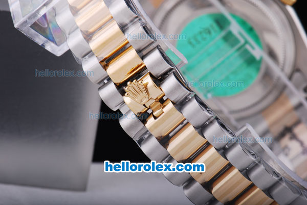 Rolex Datejust Automatic Two Tone with Gold Bezel and Green Diamond Markers - Click Image to Close
